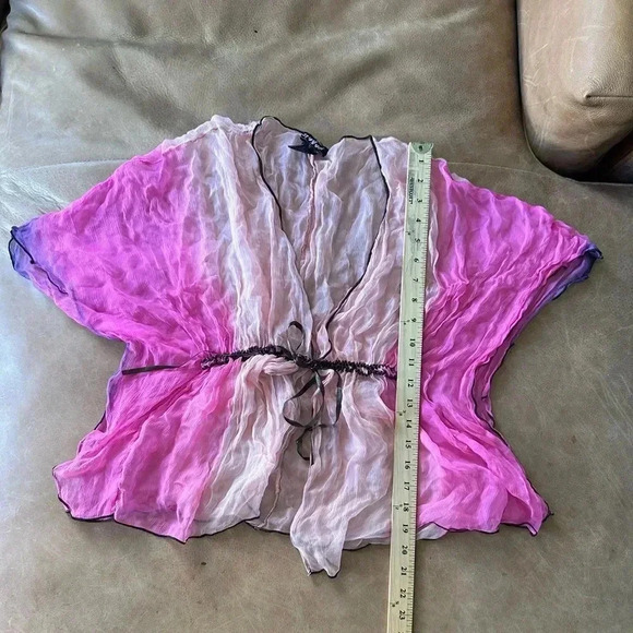 Vintage Spicy Girl Silk Tie Front Blouse Womens Size Medium Y2K - Picture 5 of 11